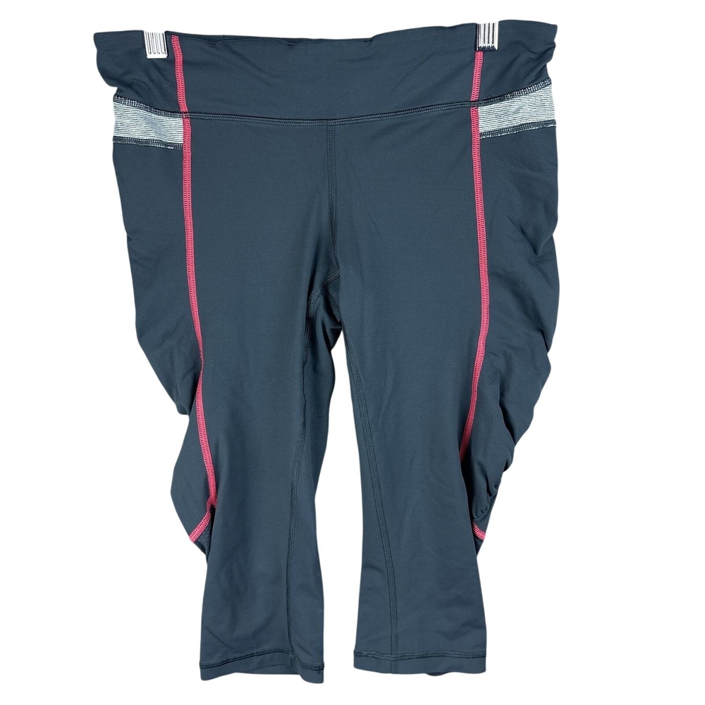 Lululemon Run Crop Leggings Gray/Coral Size 8 Zip‎ Pocket